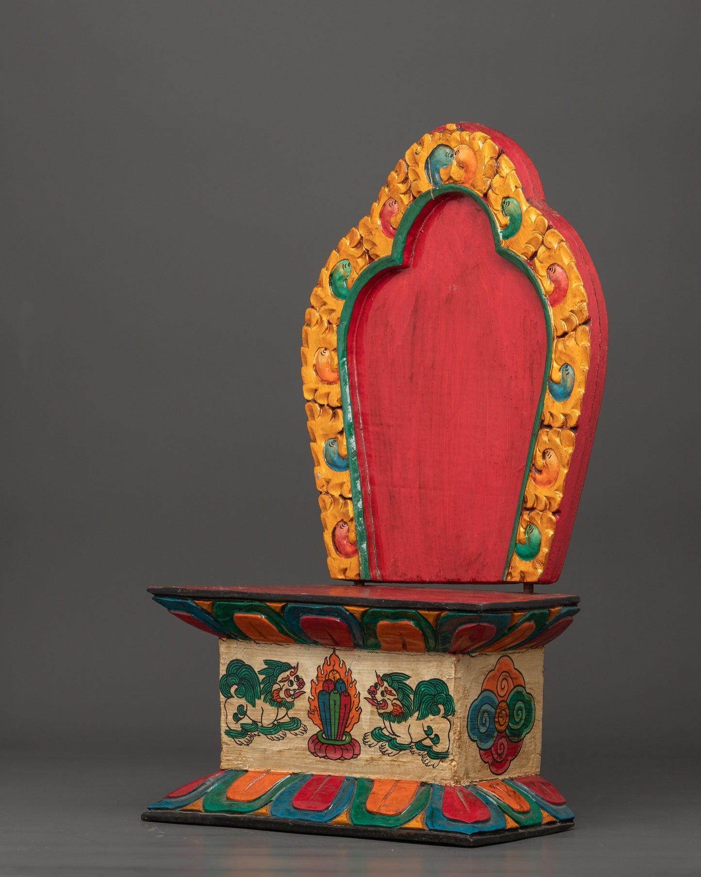 Tibetan Wooden Throne |  Sacred Stand for Buddha Statues & Rituals