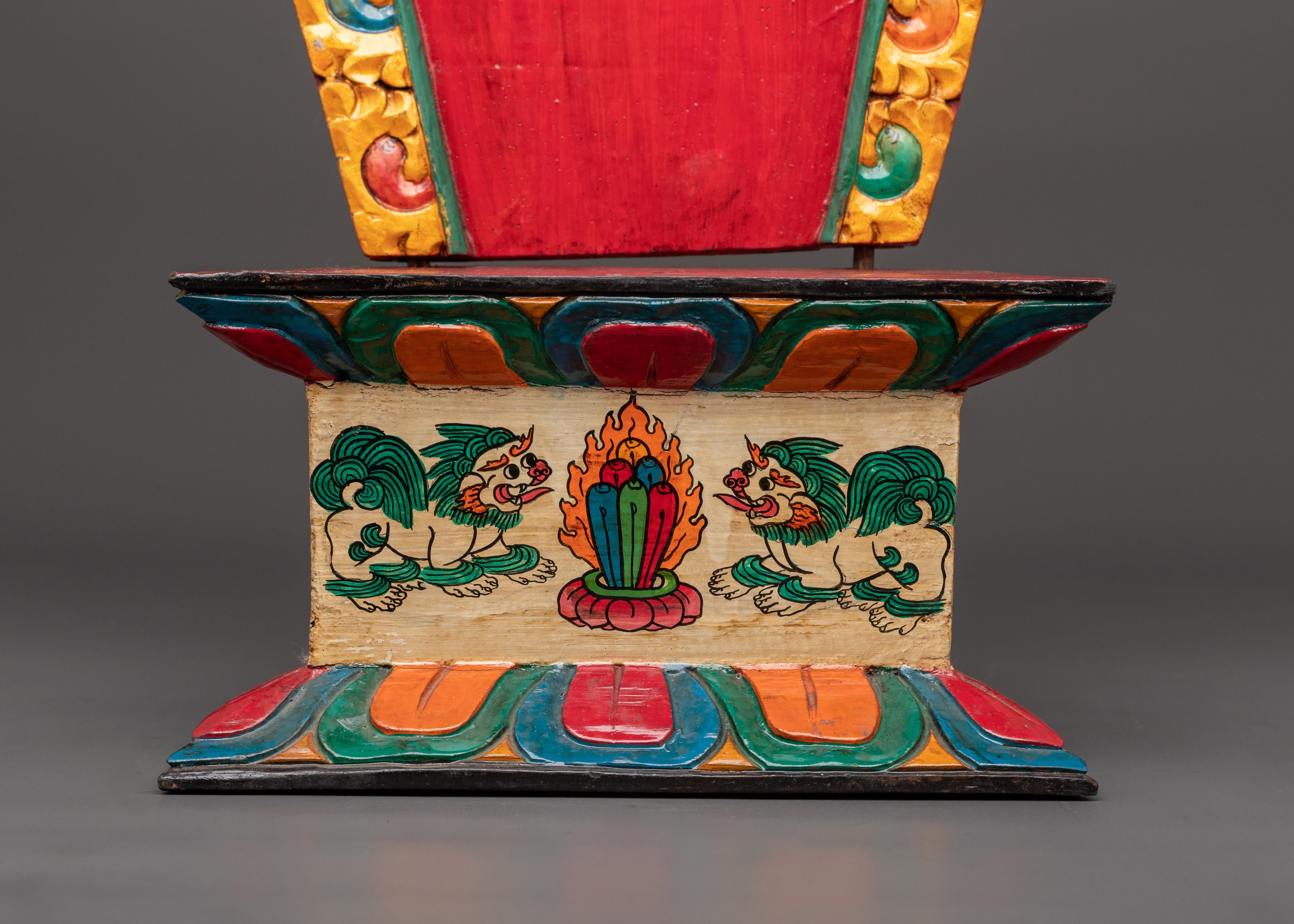 Tibetan Wooden Throne |  Sacred Stand for Buddha Statues & Rituals