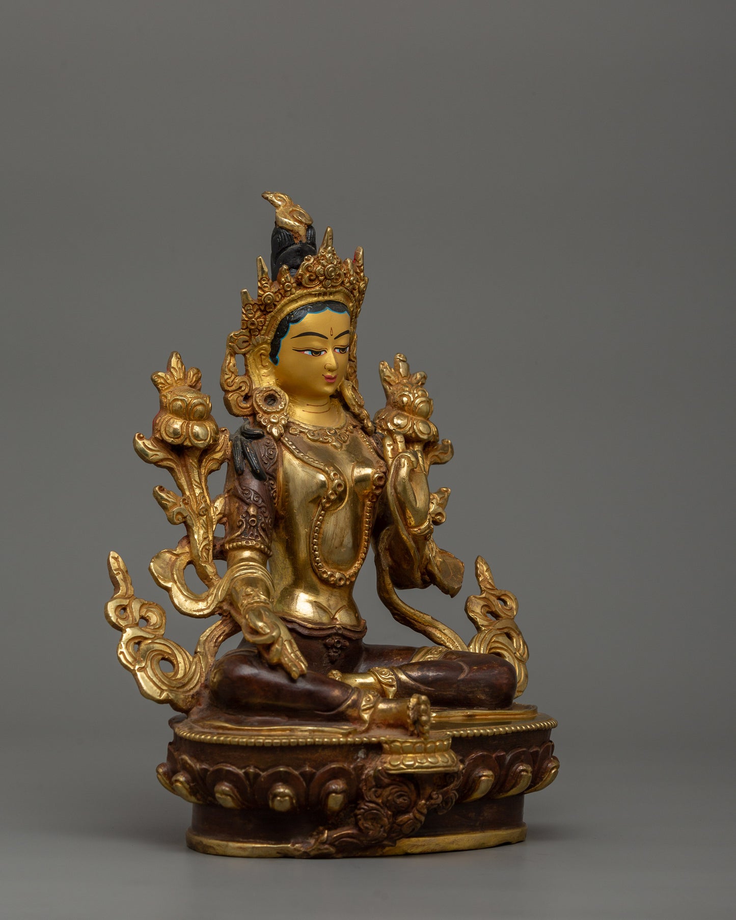 Buddhist Goddess Green Tara Sculpture | Sacred Spiritual Shrine Decor