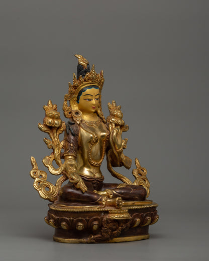 Buddhist Goddess Green Tara Sculpture | Sacred Spiritual Shrine Decor