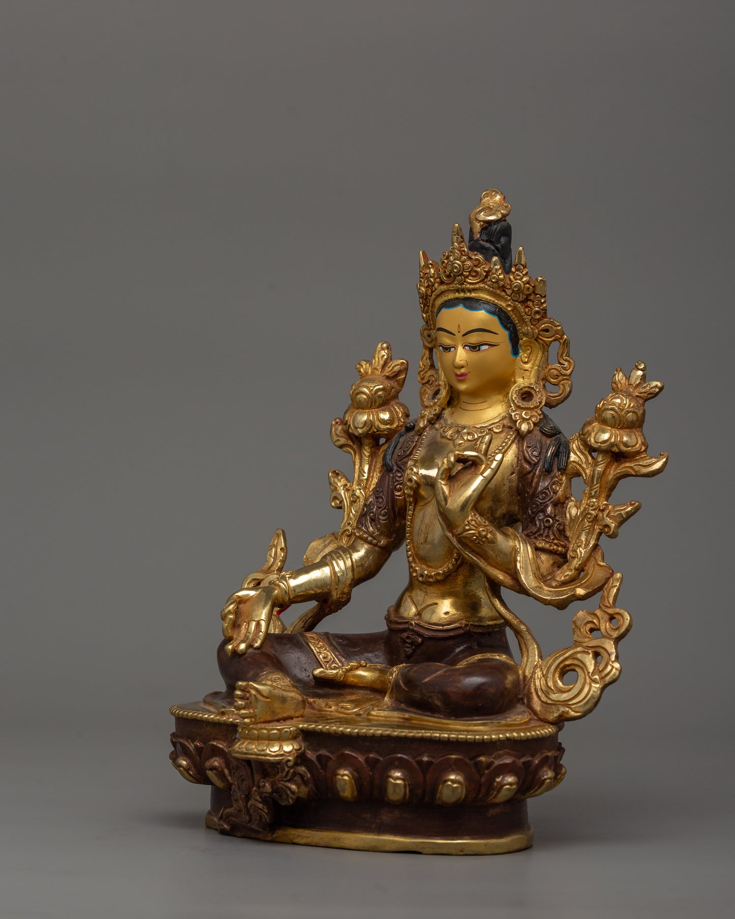 Buddhist Goddess Green Tara Sculpture | Sacred Spiritual Shrine Decor