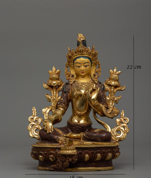 Buddhist Goddess Green Tara Sculpture | Sacred Spiritual Shrine Decor