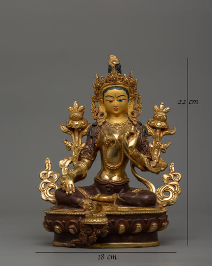 Buddhist Goddess Green Tara Sculpture | Sacred Spiritual Shrine Decor