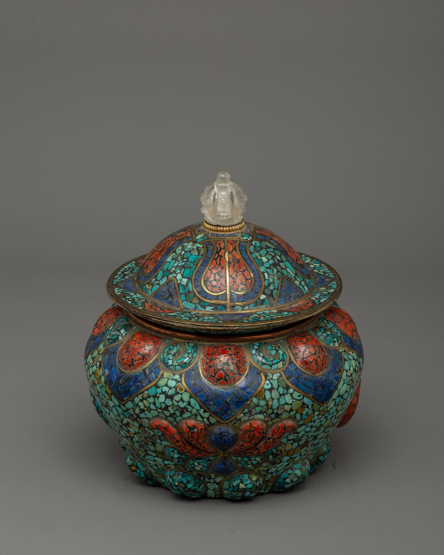 Tibetan Ceremonial Rice Pot | Buddhist Offering Bowl for Meditation Spaces