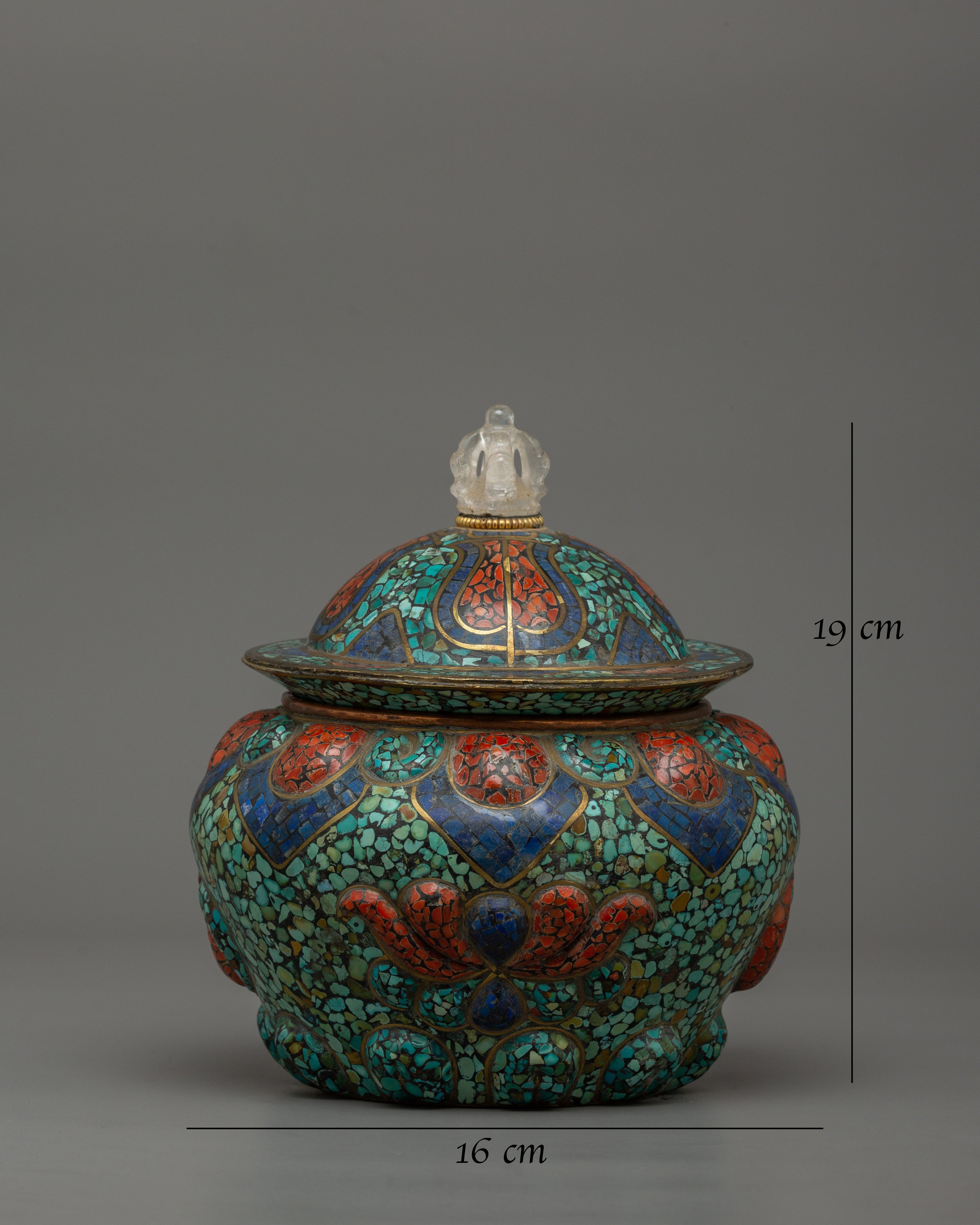 Tibetan Ceremonial Rice Pot | Buddhist Offering Bowl for Meditation Spaces