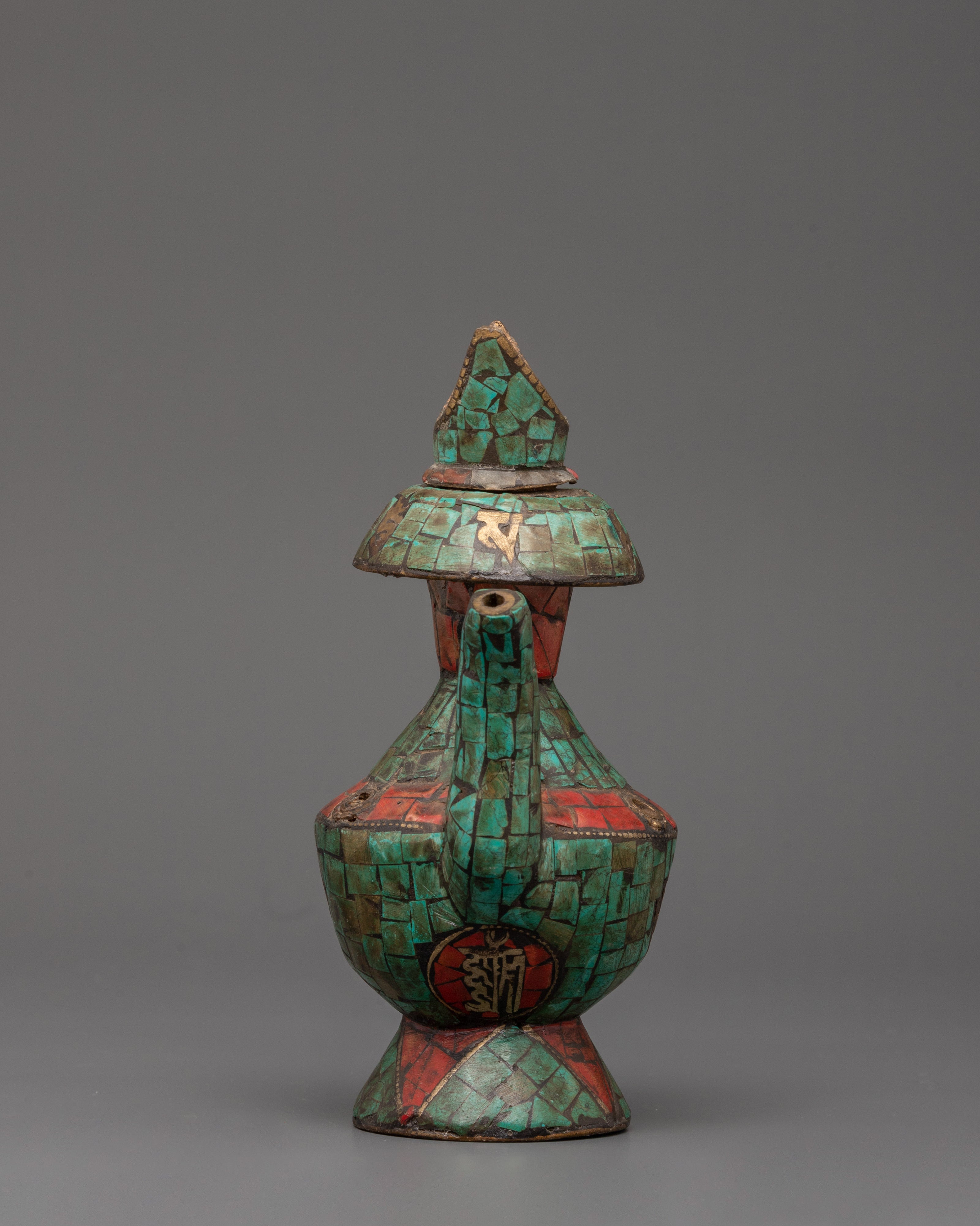 Tibetan Bhumba Ritual Vase | Copper Water Vessel with Sacred Symbols