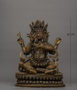 Four Armed Mahakala Statue | Tibetan Protector Deity Sculpture