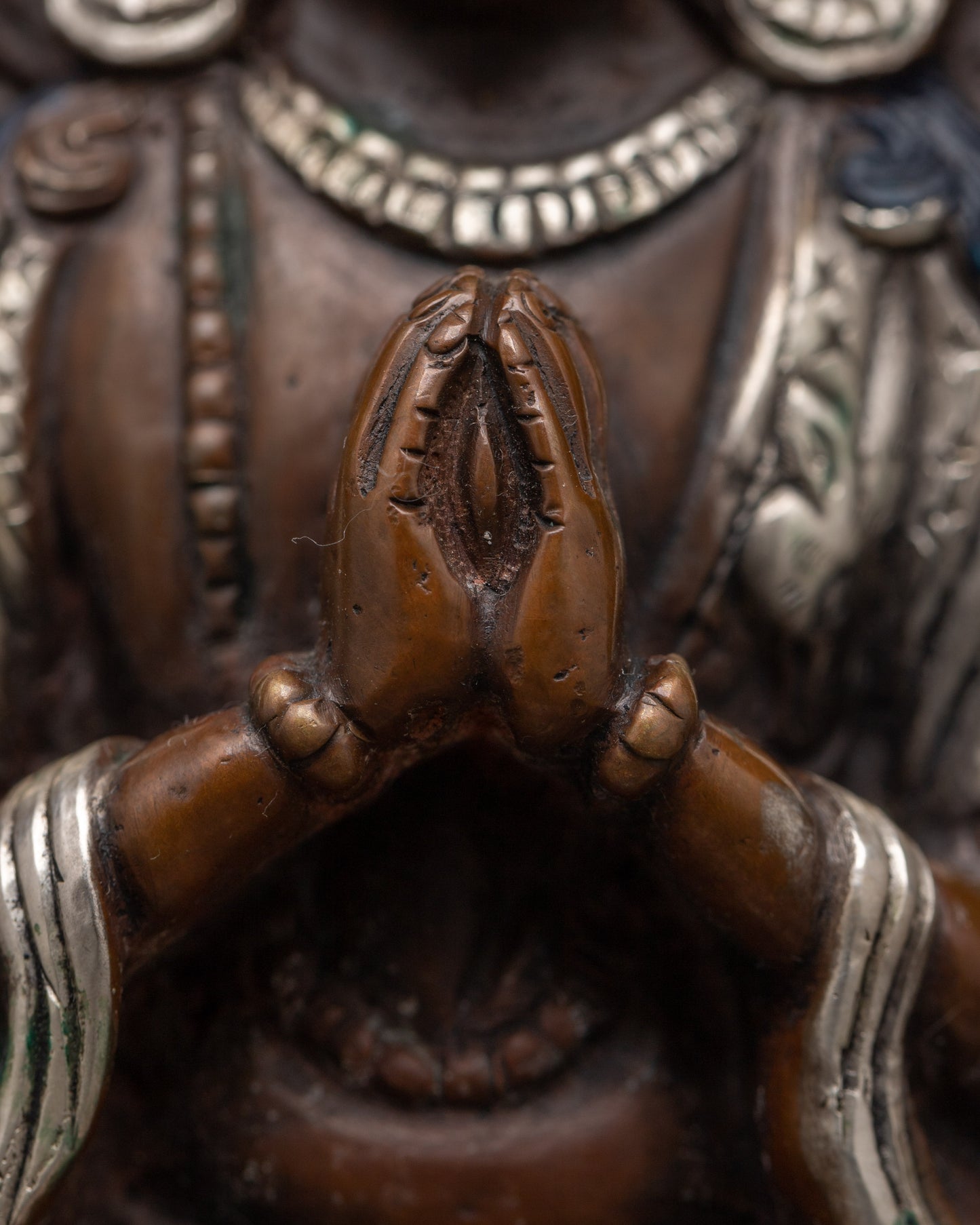 Chenrezig Oxidized Handmade Sculpture | Himalayan Sacred Shrine Artwork