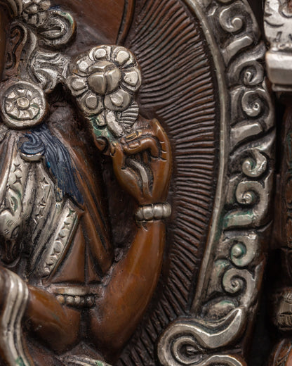 Chenrezig Oxidized Handmade Sculpture | Himalayan Sacred Shrine Artwork