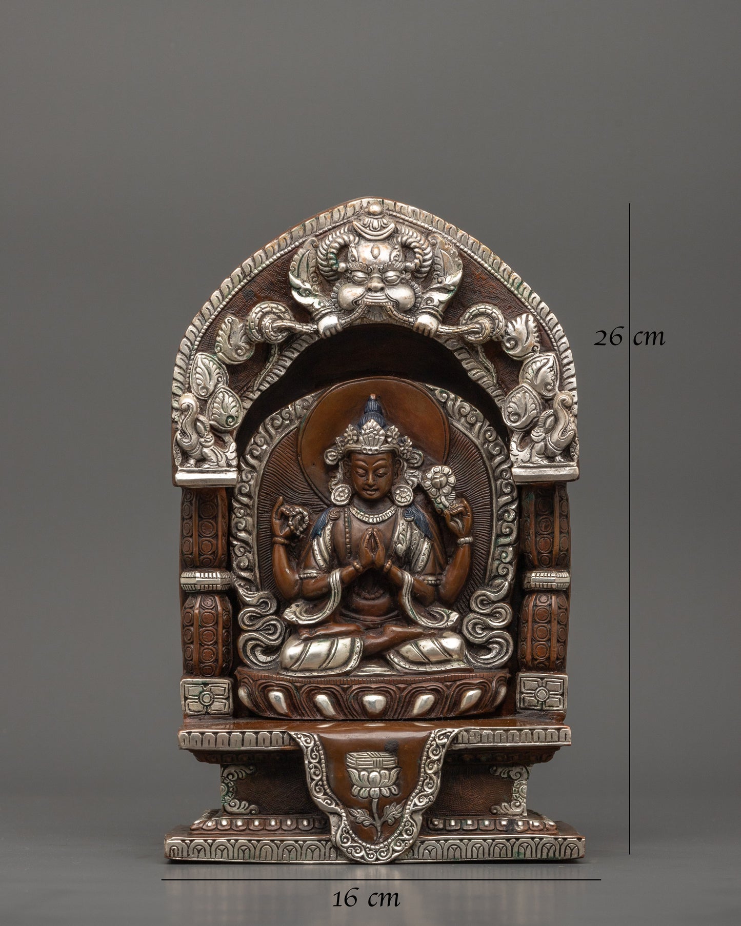 Chenrezig Oxidized Handmade Sculpture | Himalayan Sacred Shrine Artwork