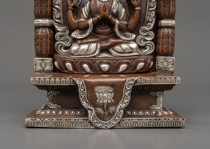 Chenrezig Oxidized Handmade Sculpture | Himalayan Sacred Shrine Artwork