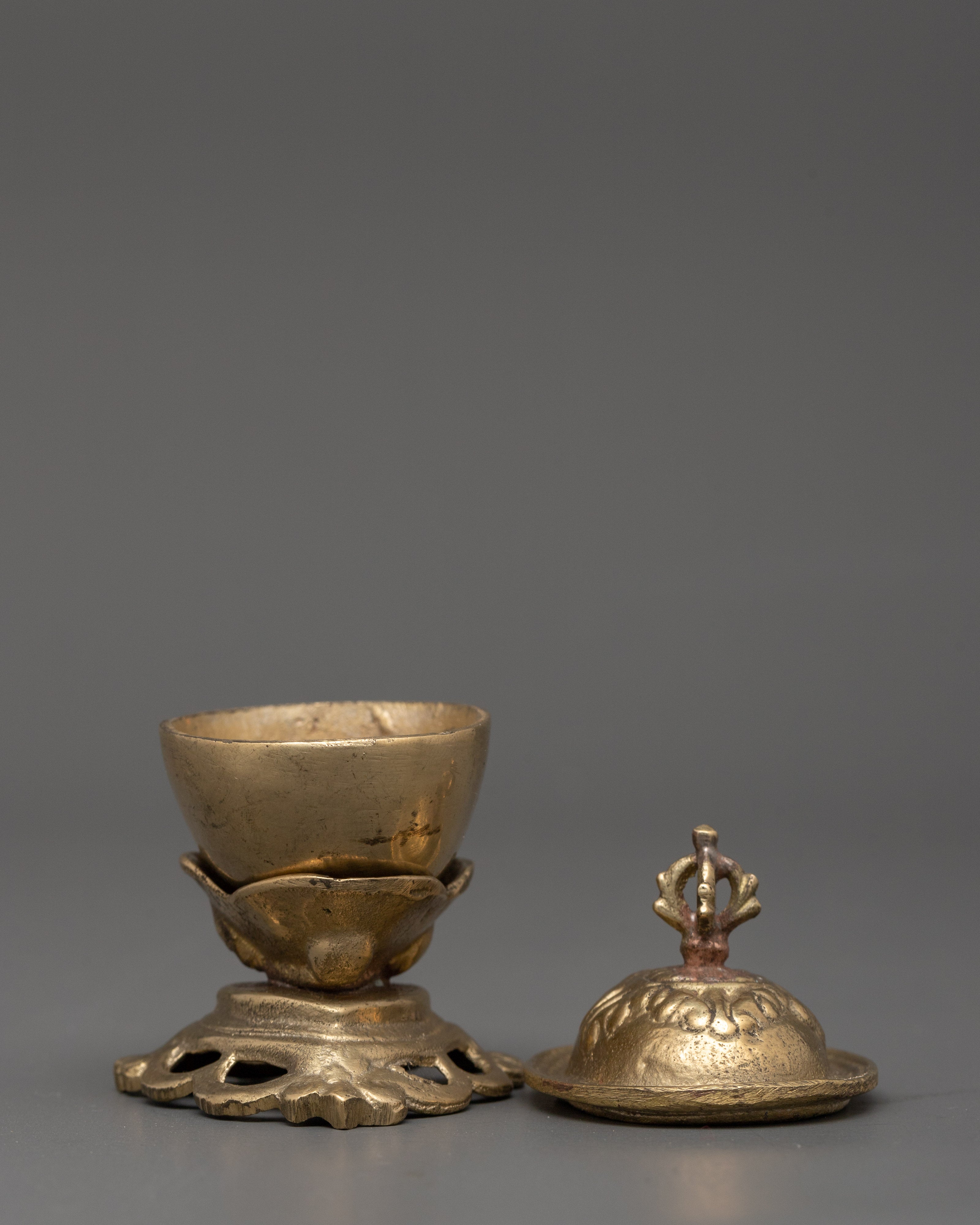 Brass Kapala Skull Cup Set | Handcrafted for Ritual and Meditation