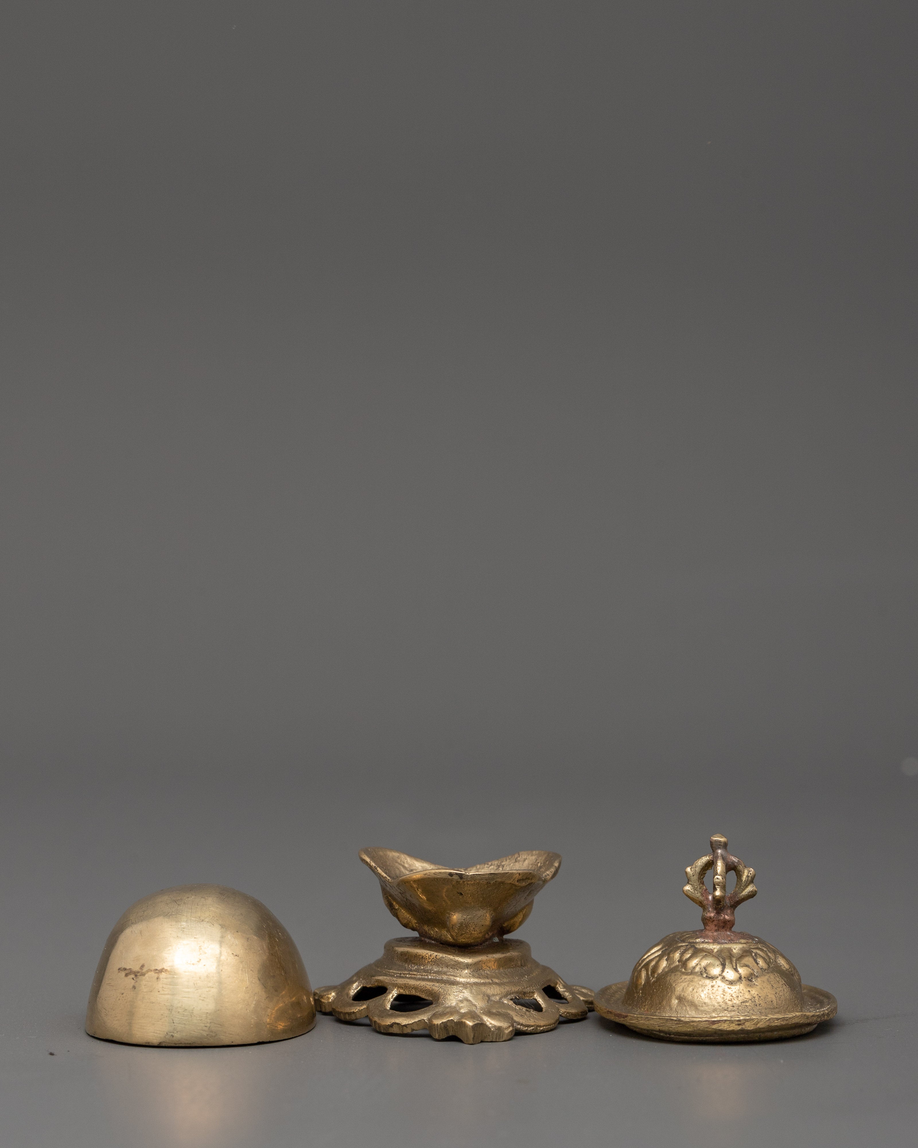 Brass Kapala Skull Cup Set | Handcrafted for Ritual and Meditation