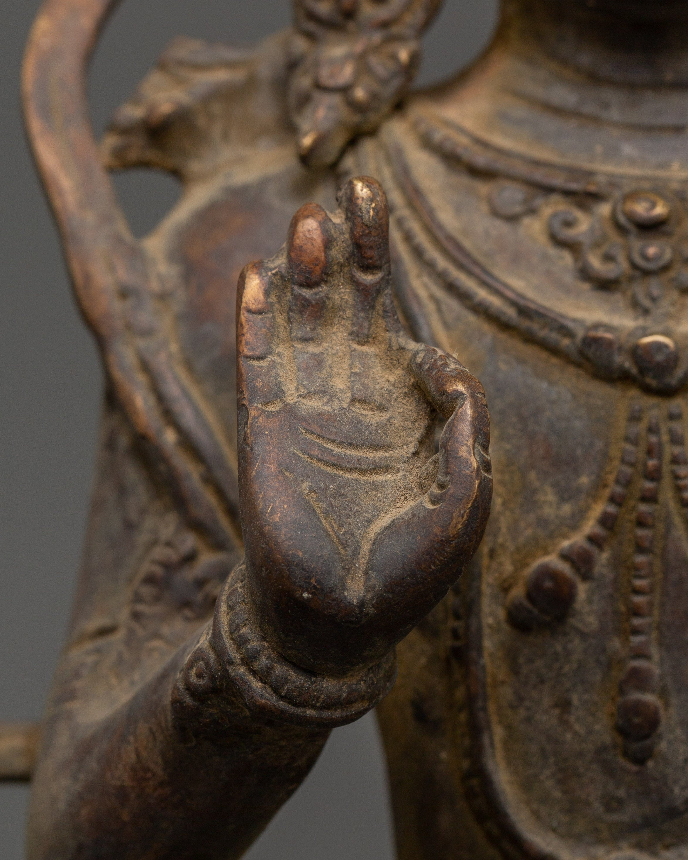 Brass Amoghasiddhi Buddha Statue | Tibetan Altar Decor