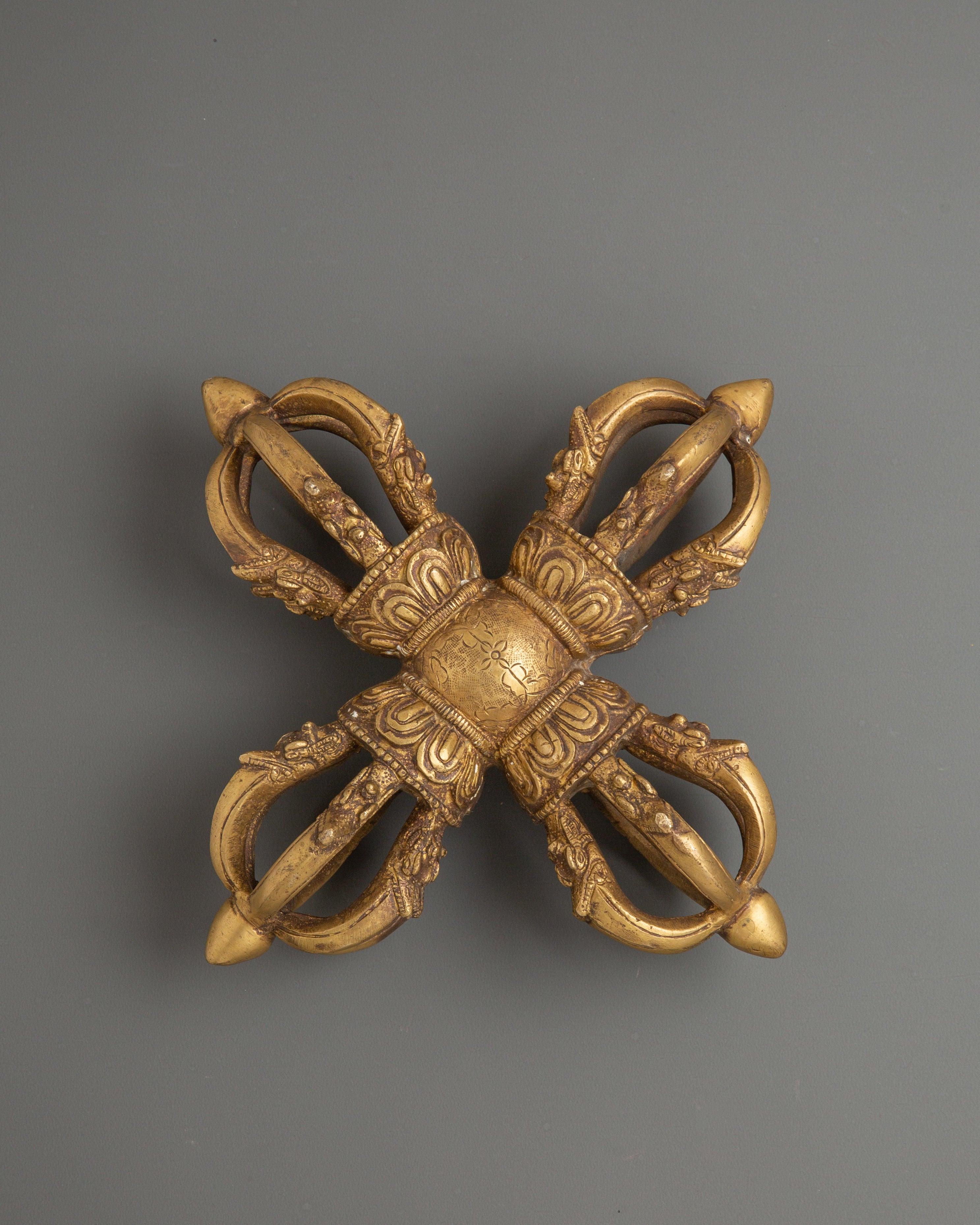 Traditional Tibetan Bishwo Vajra | Brass Tibetan Buddhist Ritual Object