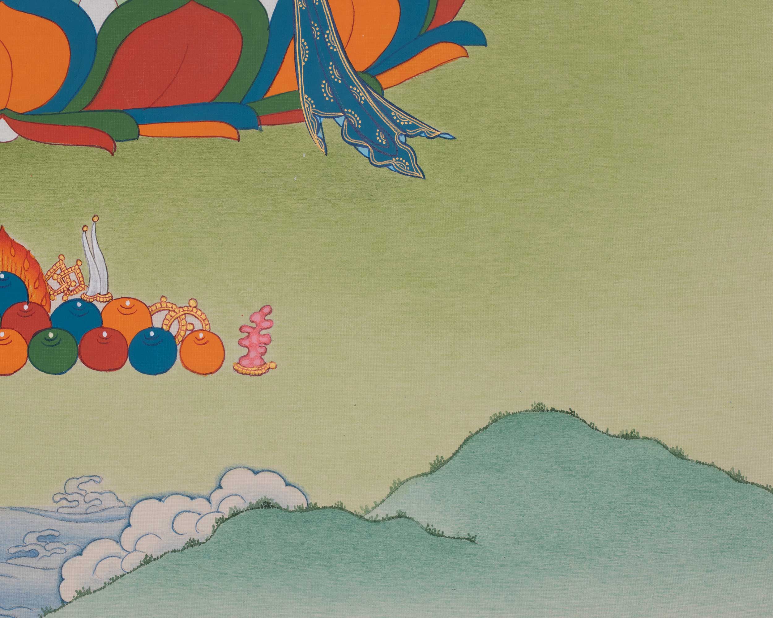 Manjushri Wisdom Deity Artwork | Tibetan Thangka of Enlightened Knowledge
