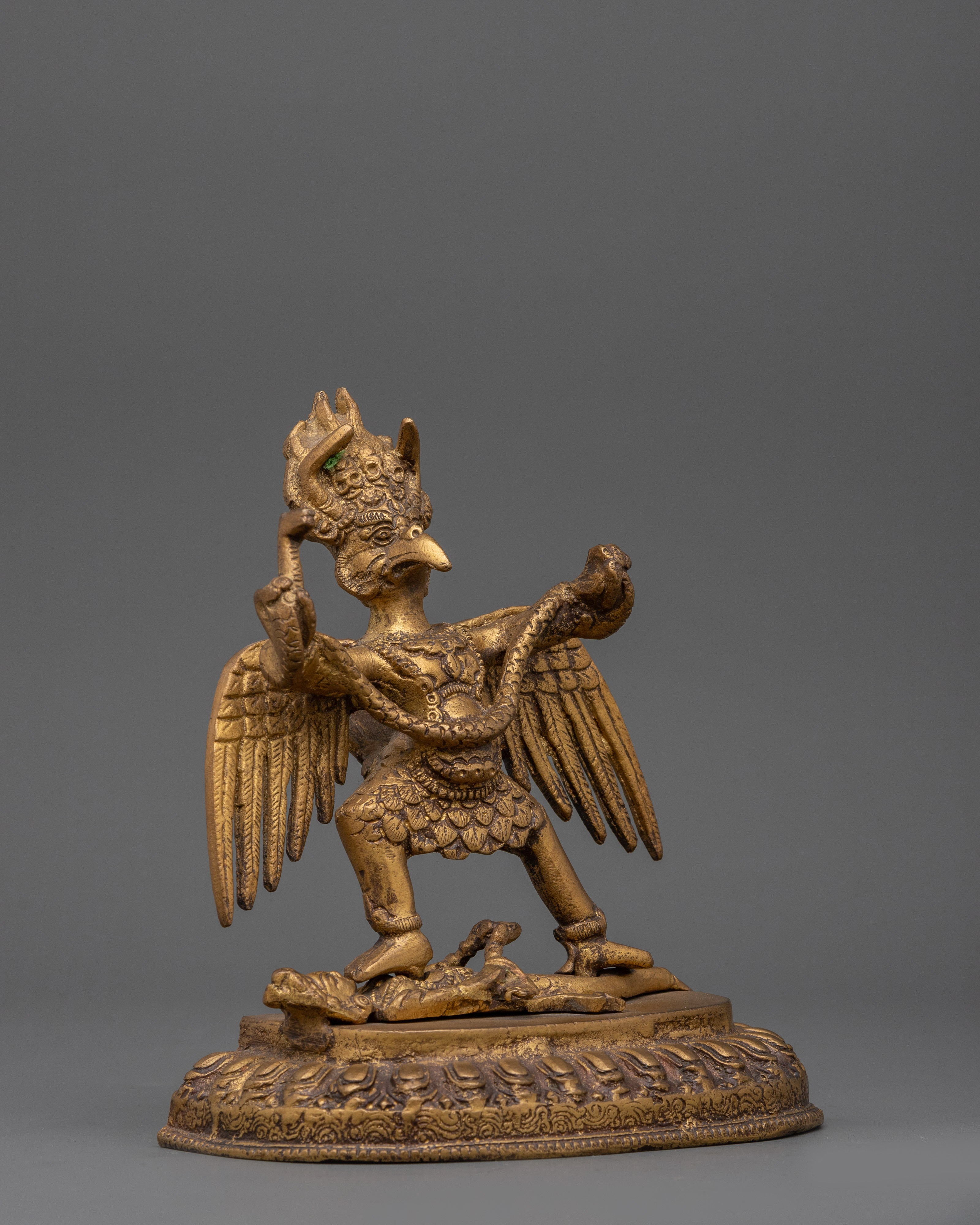 Traditional Mythical Garuda Statue | Handcrafted Copper Buddhist Protector Deity