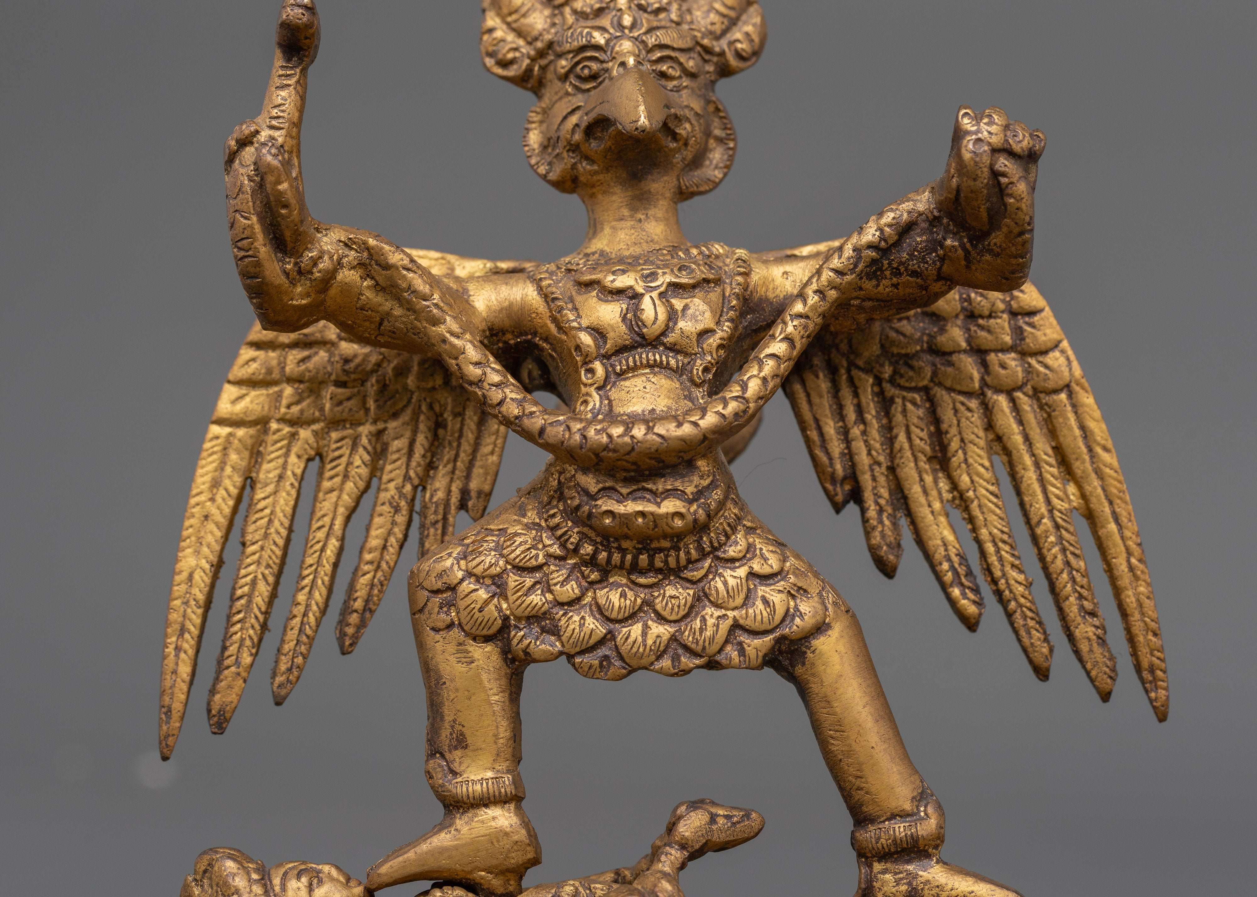 Traditional Mythical Garuda Statue | Handcrafted Copper Buddhist Protector Deity