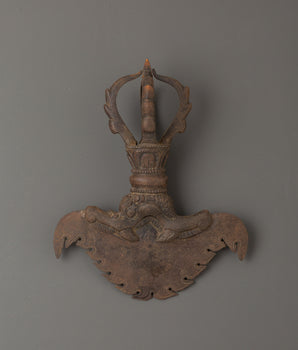 Sacred Buddhist Kartika Knife | Iron Ritual Dagger with Wooden Stand