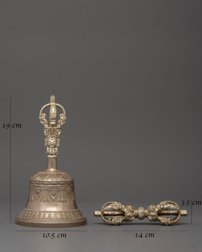 Tibetan Vajra & Bell Set |  7-Metal Bronze Buddhist Ritual Tools