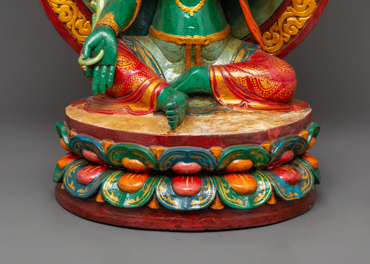 Green Tara Wooden Statue | Symbol of Compassion &amp; Protection