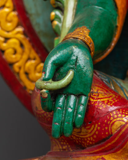 Green Tara Wooden Statue | Symbol of Compassion &amp; Protection