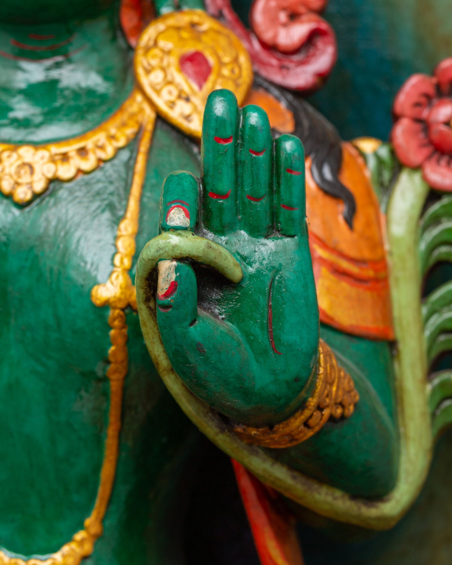 Green Tara Wooden Statue | Symbol of Compassion &amp; Protection