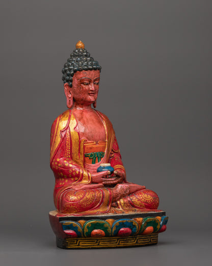 Amitabha Buddha Wooden Statue | Symbol of Infinite Light &amp; Wisdom