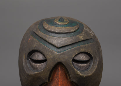 Traditionally Carved Wooden Tribal Mask | Cultural Artifact