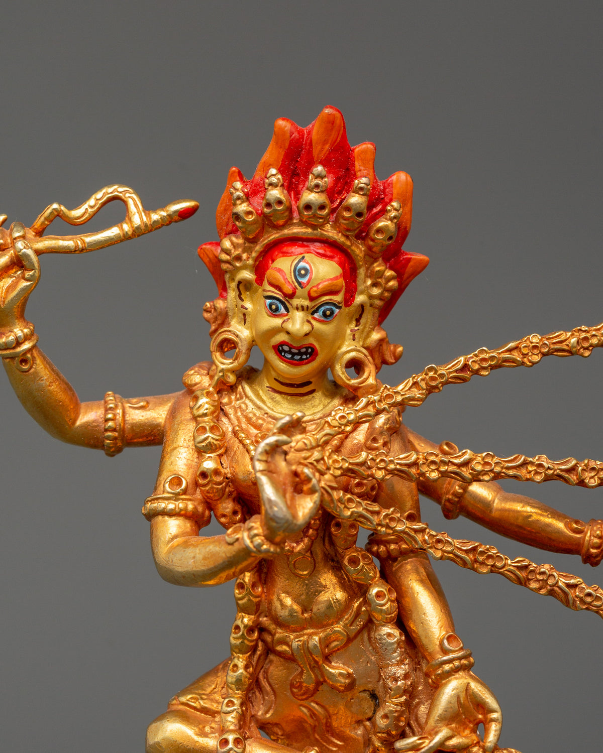 Semi-Wrathful Kurukulla Statue | Tibetan Sculpture of Dakini Red Tara