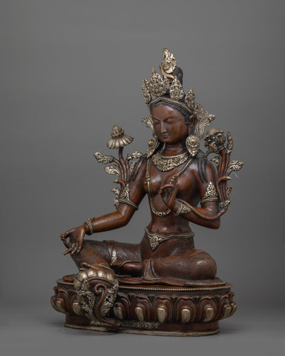 Handcrafted Divine Green Tara Deity Statue | Manifestation of Compassionate Grace