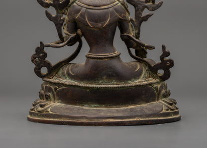 Green Tara Antique Statue | Handcrafted Copper Goddess