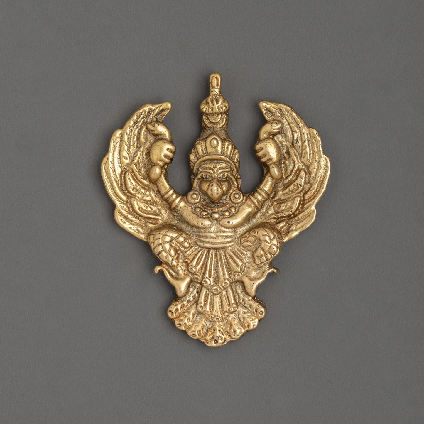 Garuda with Wrathful Expression Wall Hanging | Fierce Guardian in Brass