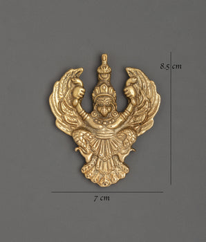 Garuda with Wrathful Expression Wall Hanging | Fierce Guardian in Brass