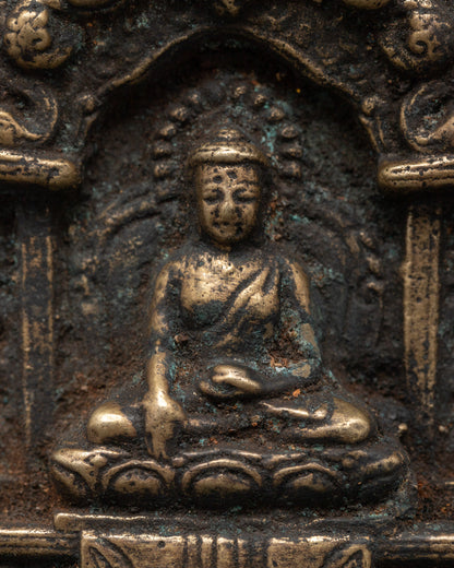 Antique Brass Shakyamuni Buddha Wall Hanging | Symbol of Peace