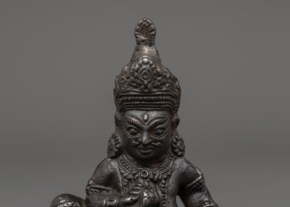 Iron Dzambhala Wealth Deity Figurine | Symbol of Abundance