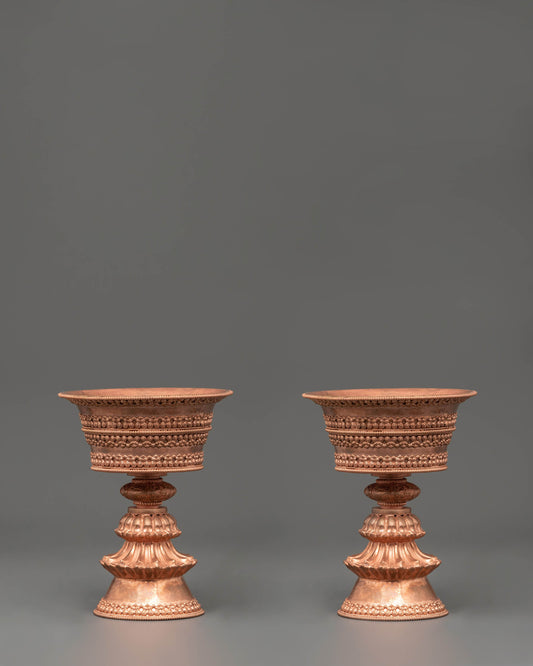 Copper Butter Lamp for Dharma 