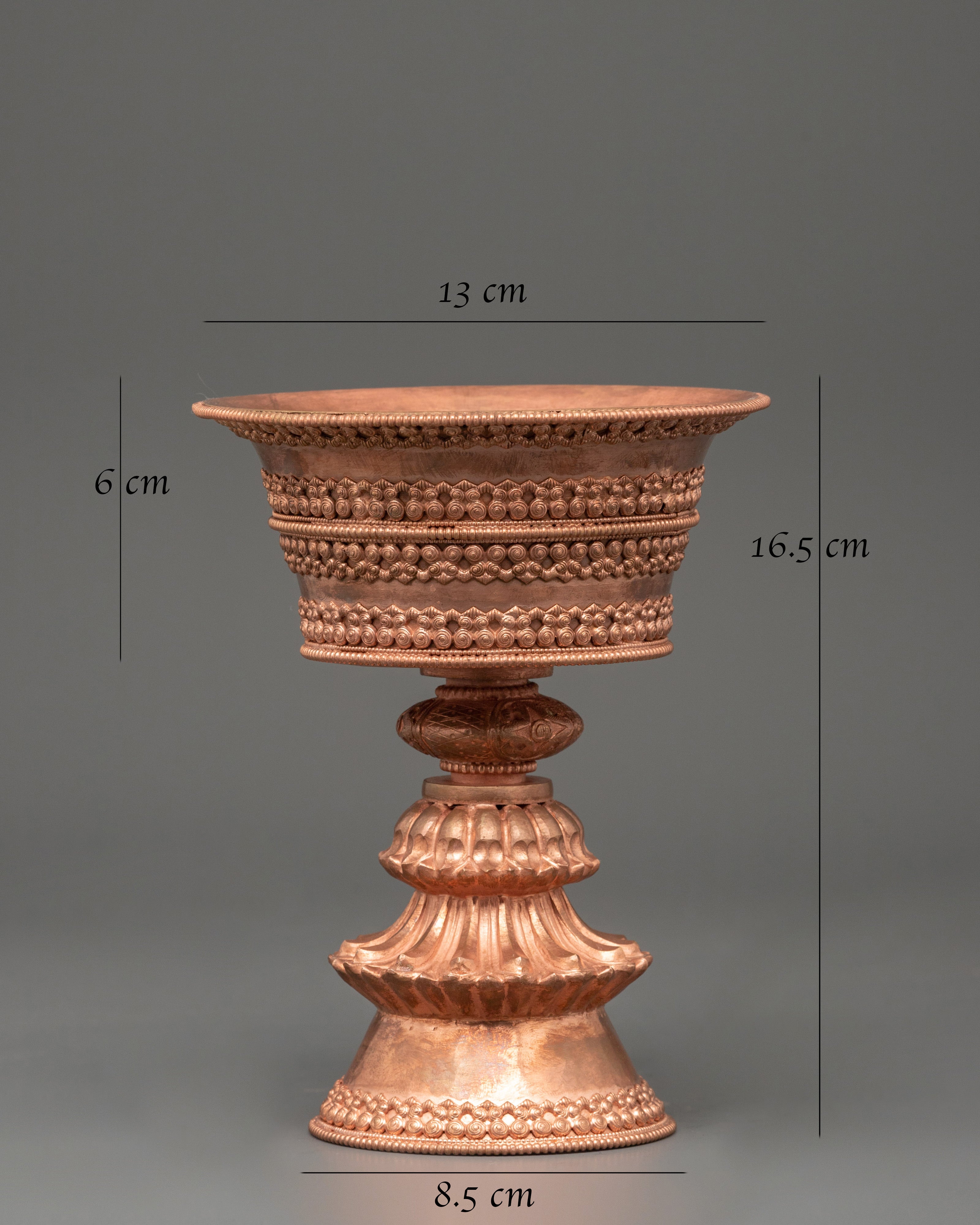 Copper Butter Lamp for Dharma | Sacred Buddhist Offering