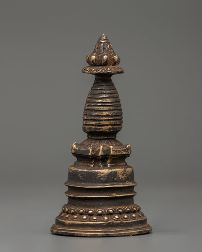 Antique Copper Stupa | Symbol of Enlightenment