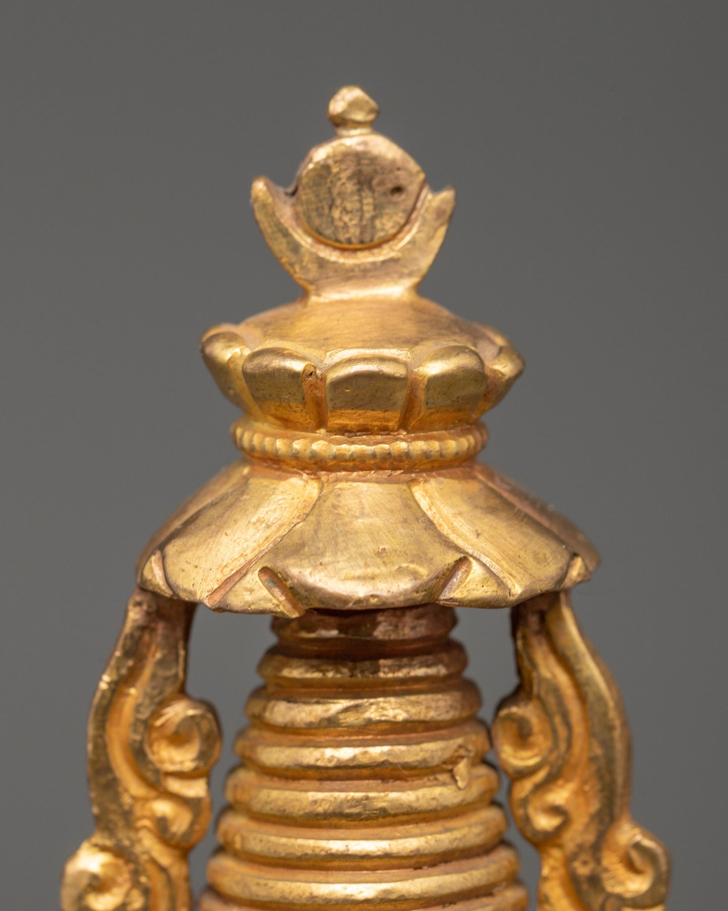 Copper and Gold-Plated Stupa | A Sacred Tibetan Buddhist Relic