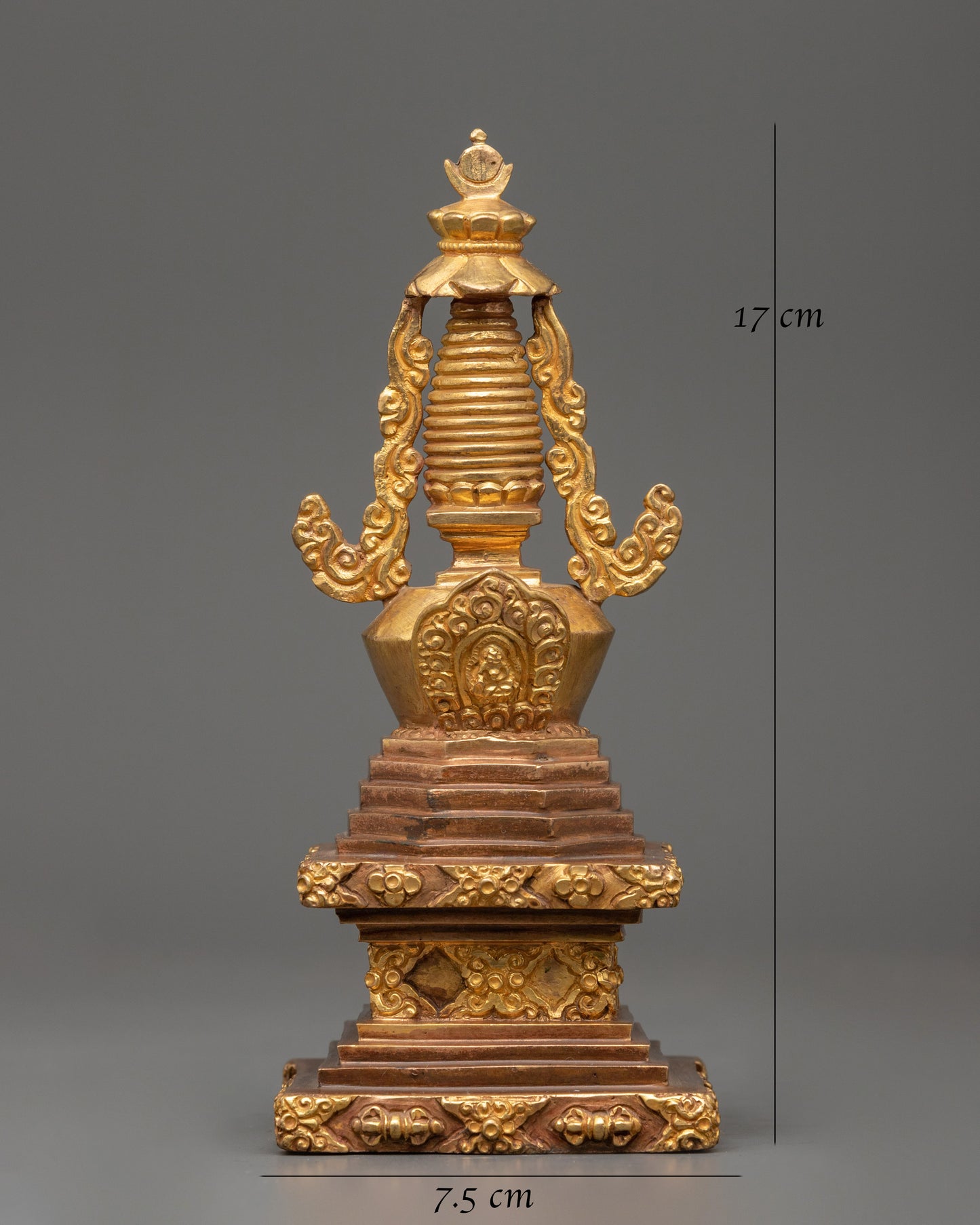 Copper and Gold-Plated Stupa | A Sacred Tibetan Buddhist Relic