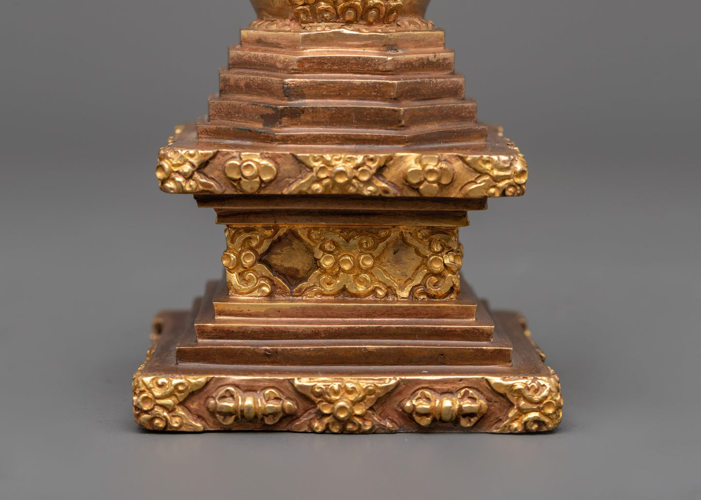 Copper and Gold-Plated Stupa | A Sacred Tibetan Buddhist Relic