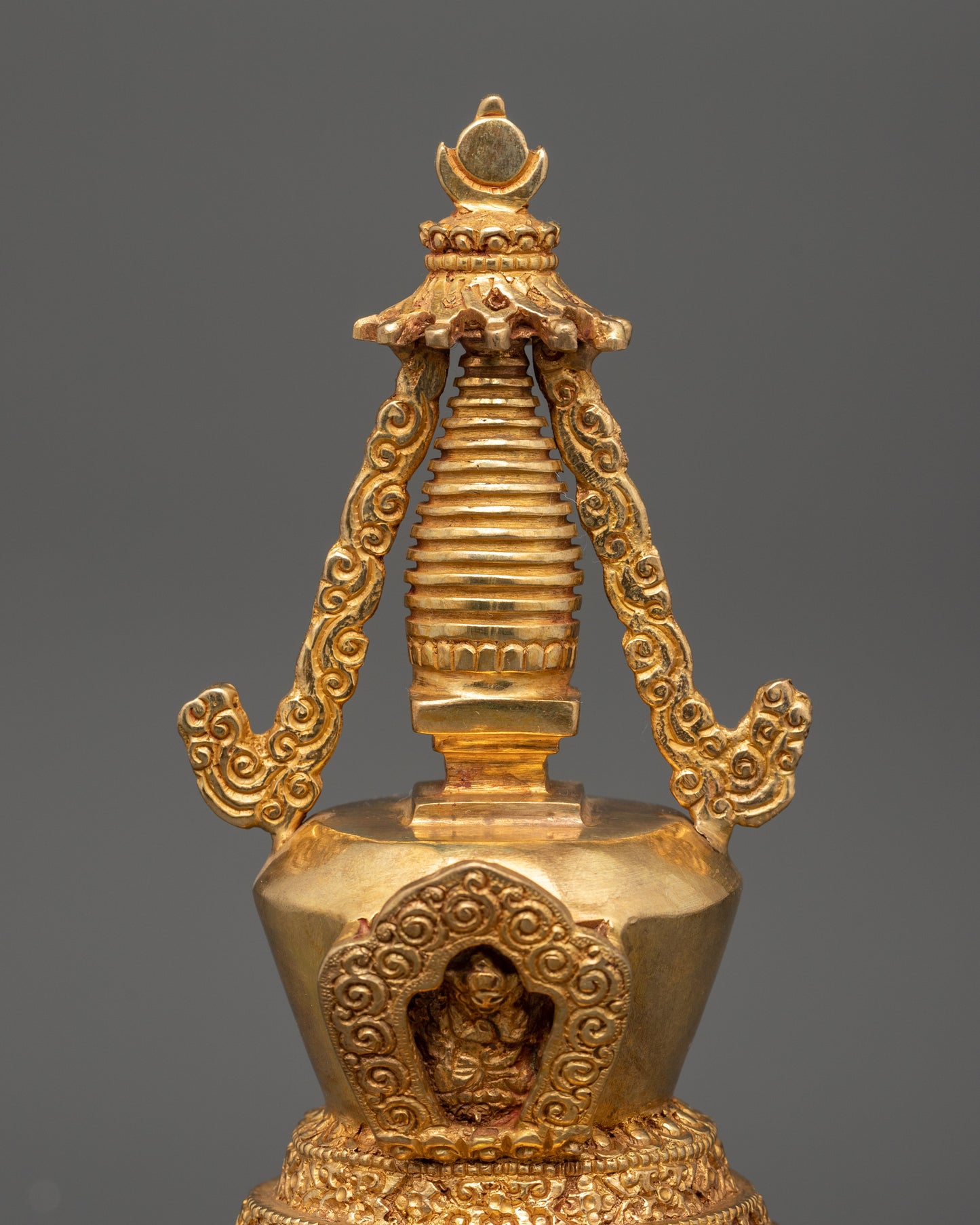 Oxidized Gold-Plated Stupa | Enlightenment and Devotion Symbol