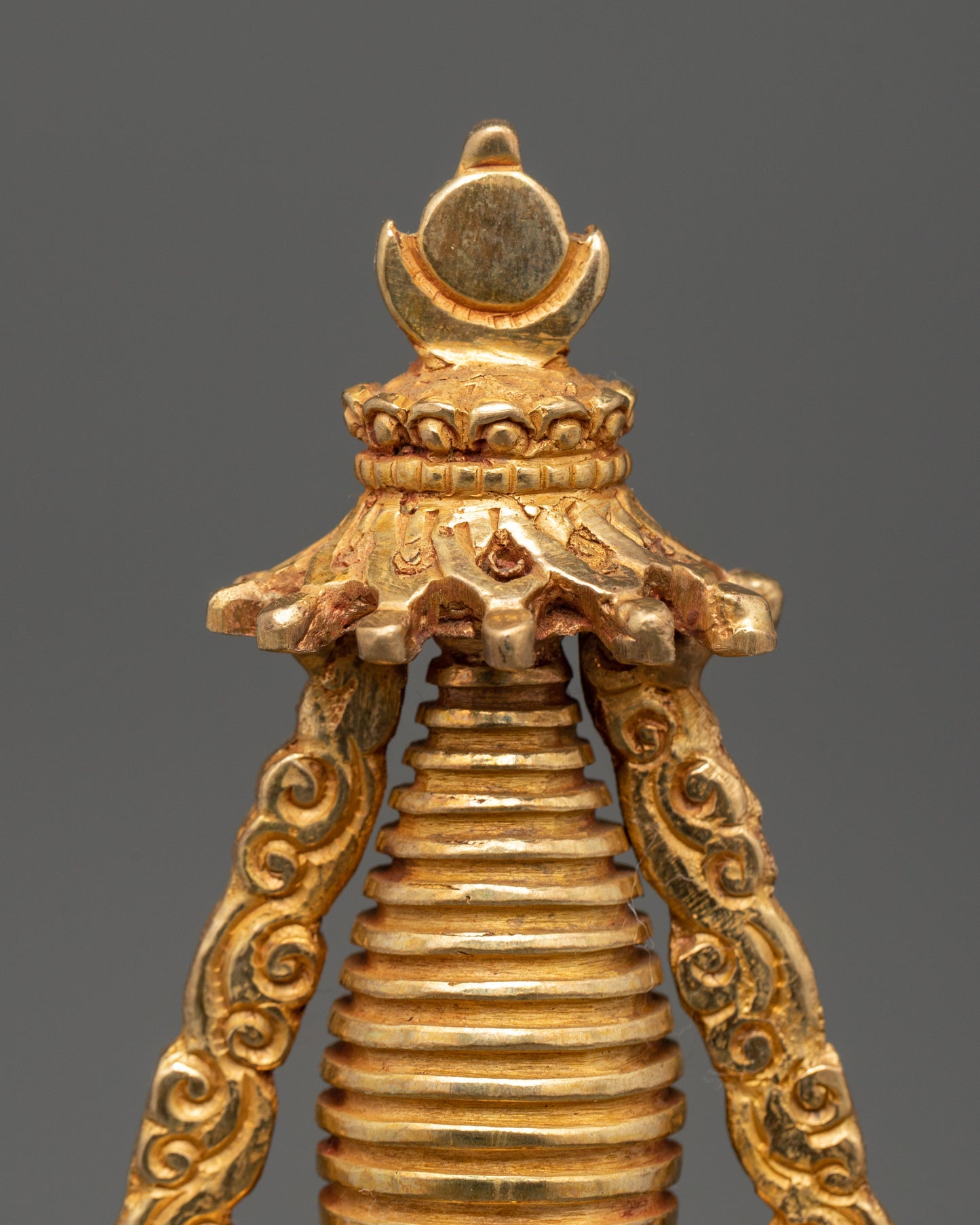 Oxidized Gold-Plated Stupa | Enlightenment and Devotion Symbol