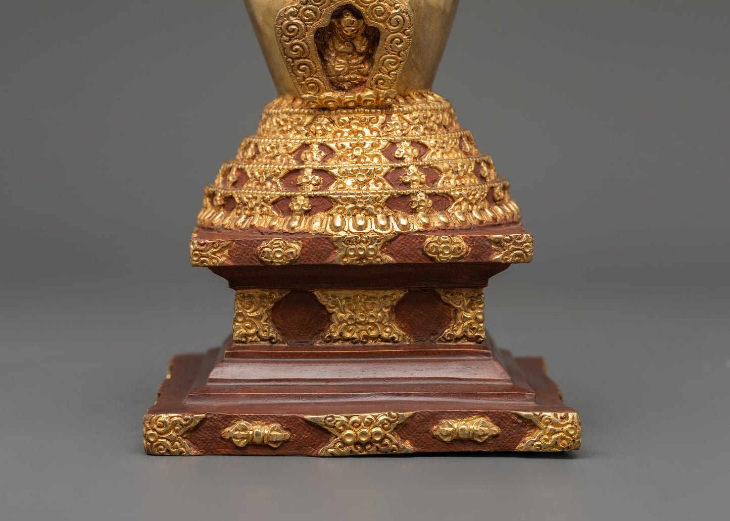 Oxidized Gold-Plated Stupa | Enlightenment and Devotion Symbol