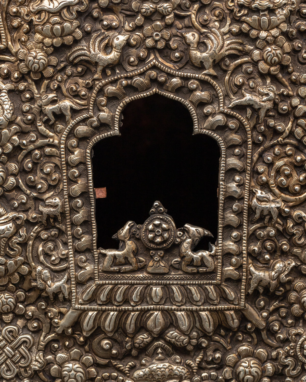 Tibetan Shrine Ghau Box | Silver Plated Buddhist Reliquary