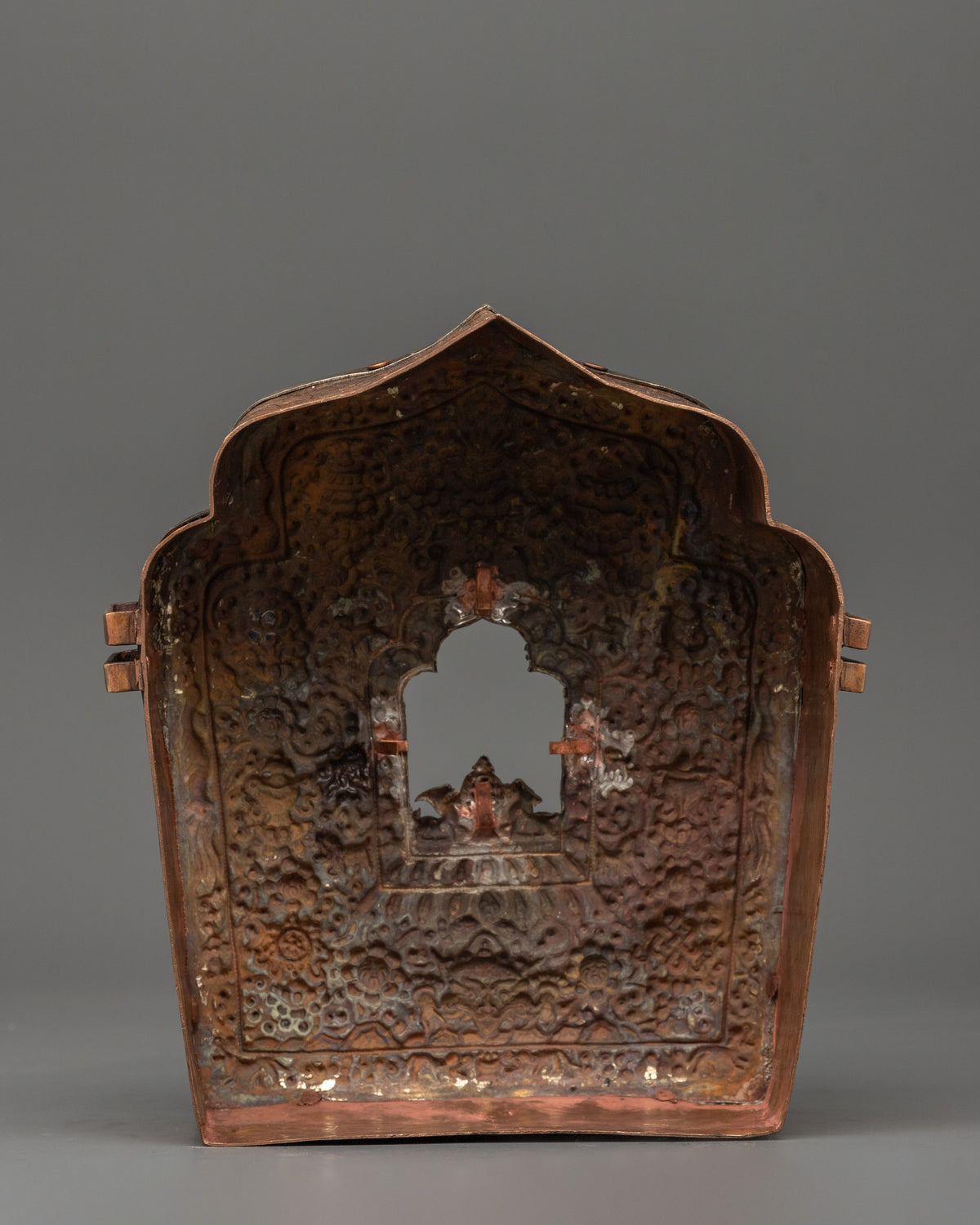 Tibetan Shrine Ghau Box | Silver Plated Buddhist Reliquary