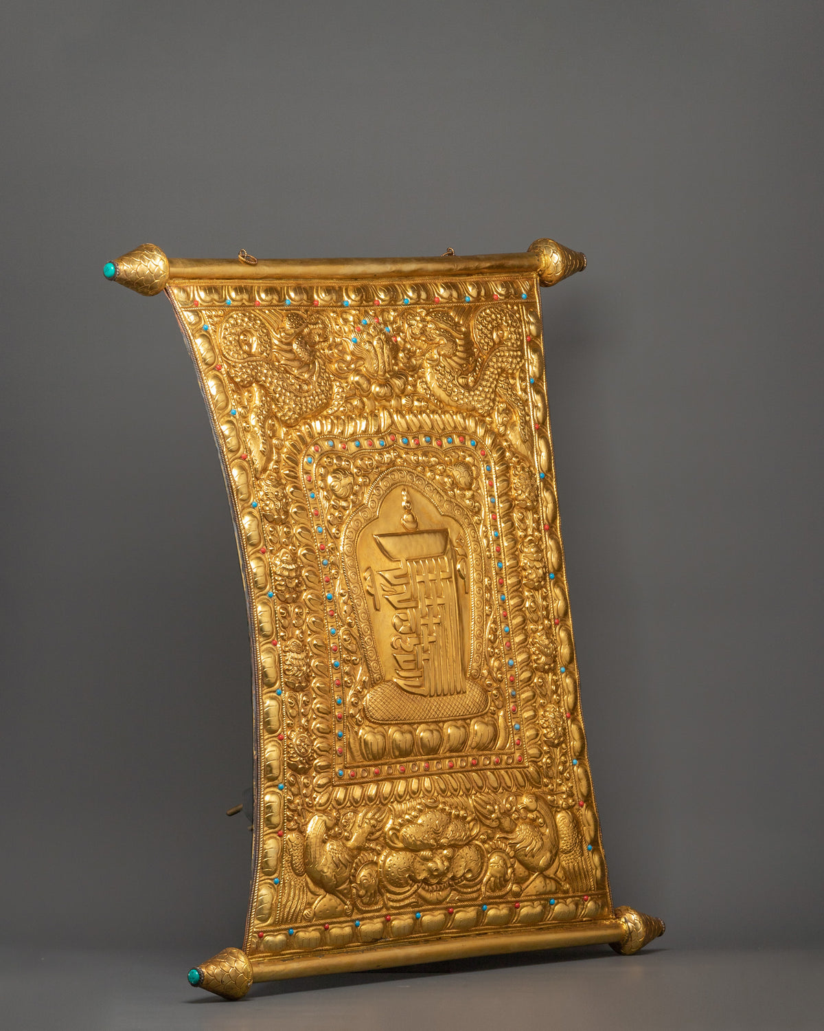 Protective Kalachakra Metal Thangka | Gold Plated Buddhist Wall Artwork