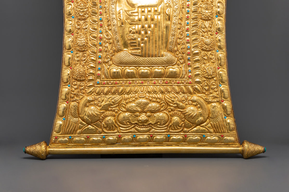 Protective Kalachakra Metal Thangka | Gold Plated Buddhist Wall Artwork