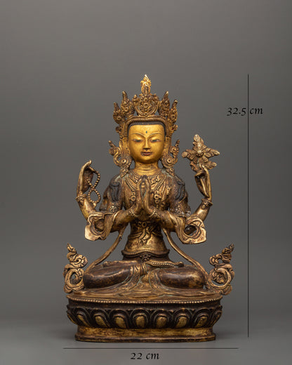 Chenrezig Bodhisattva Figurine | Compassion and Wisdom Craft